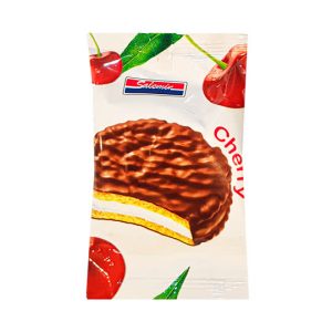 بیسکویت روکش دار با مغزی مارشمالو آلبالویی سالمین حجم 25 گرم